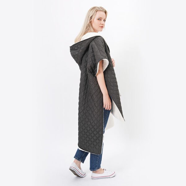 Winter Thick Quilted Hooded Cape Coat for Women - Image 5