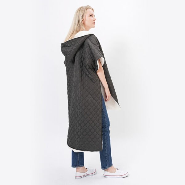 Winter Thick Quilted Hooded Cape Coat for Women - Image 4