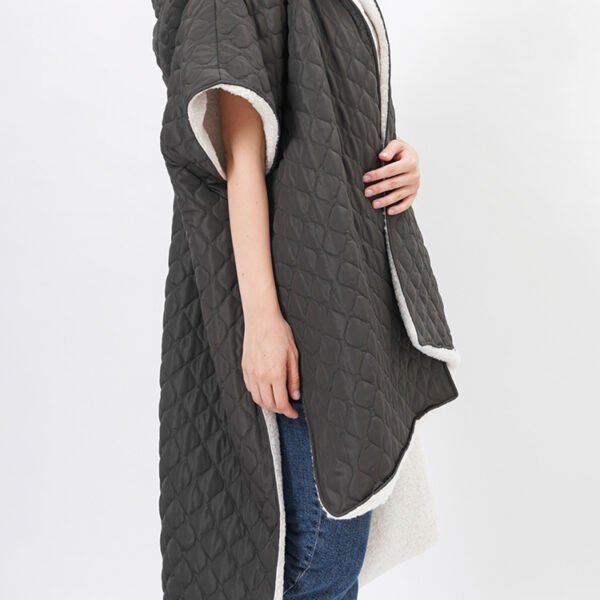 Winter Thick Quilted Hooded Cape Coat for Women - Image 2