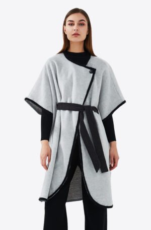 Open Front Button Cardigan Coat with Belt
