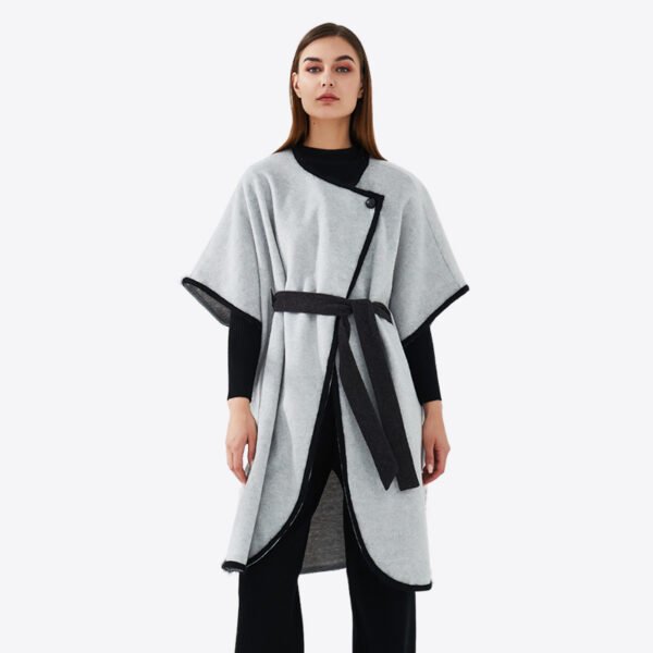 Open Front Button Cardigan Coat with Belt