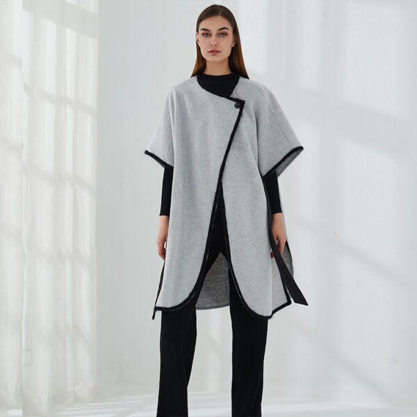Open Front Button Cardigan Coat with Belt - Image 3