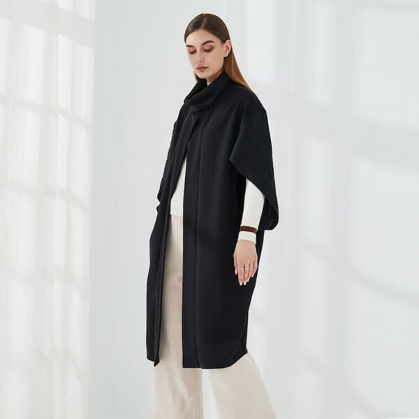 High Neck Open Front Cardigans Coat with Sleeves - Image 2