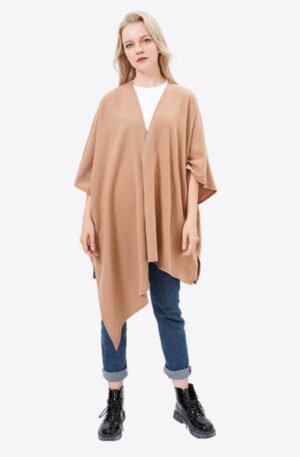 Open Front Acrylic and Wool Poncho