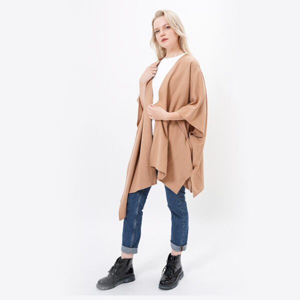 Open Front Acrylic and Wool Poncho - Image 4