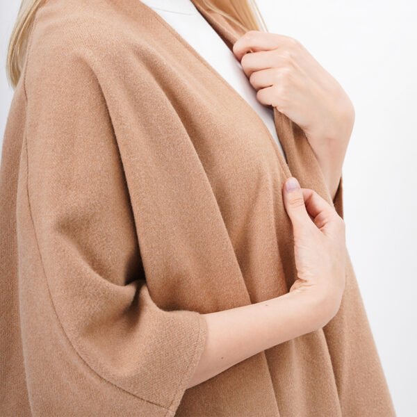 Open Front Acrylic and Wool Poncho - Image 2