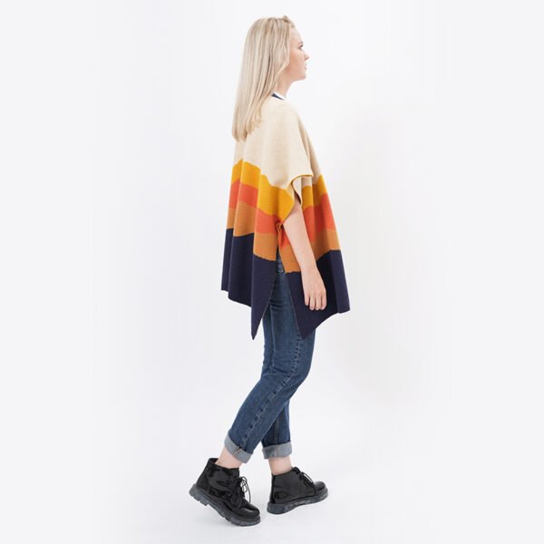 Open Front Stripes Acrylic Knit Cardigan - Image 4