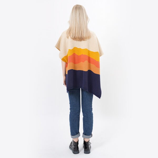Open Front Stripes Acrylic Knit Cardigan - Image 3