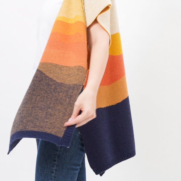 Open Front Stripes Acrylic Knit Cardigan - Image 2