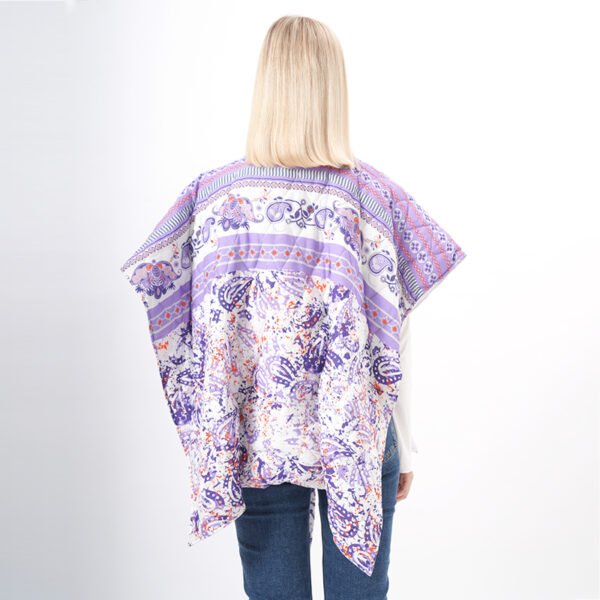 Oversized Quilted Padded Poncho Cape with Belt - Image 3
