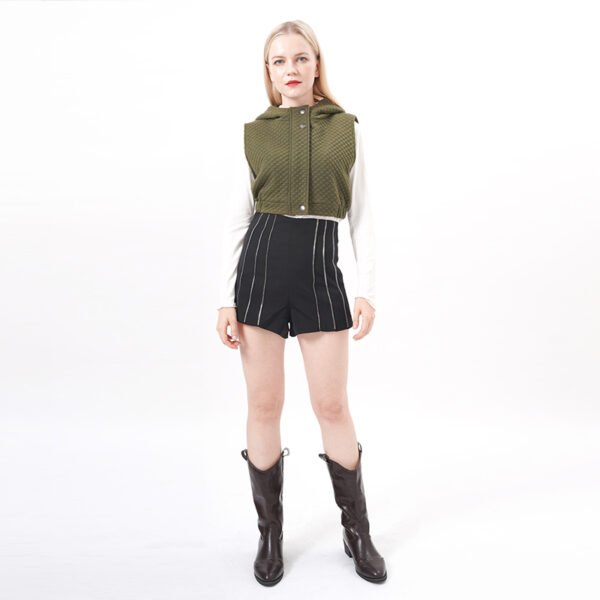 Sleeveless Zip Up Hooded Cropped Vest - Image 7