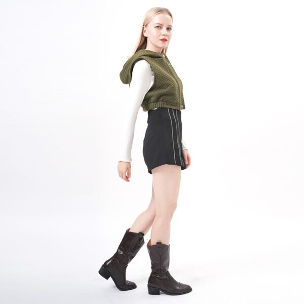 Sleeveless Zip Up Hooded Cropped Vest - Image 6