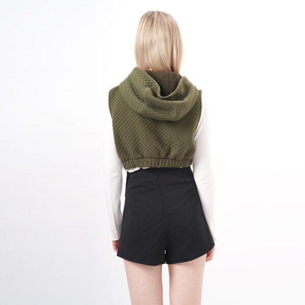 Sleeveless Zip Up Hooded Cropped Vest - Image 3