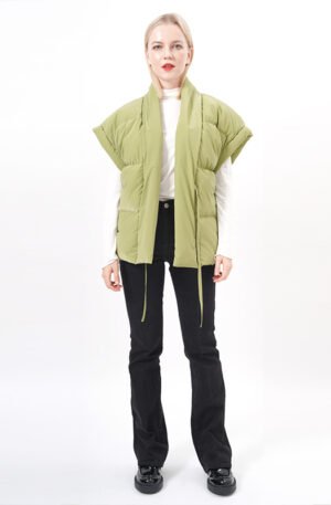 Open Front Cap Sleeves Padded Puffer Vest