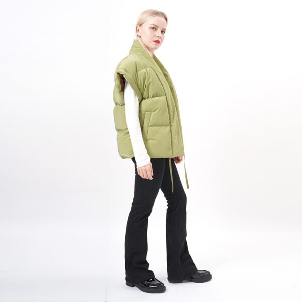 Open Front Cap Sleeves Padded Puffer Vest - Image 6