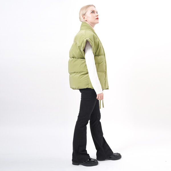 Open Front Cap Sleeves Padded Puffer Vest - Image 5