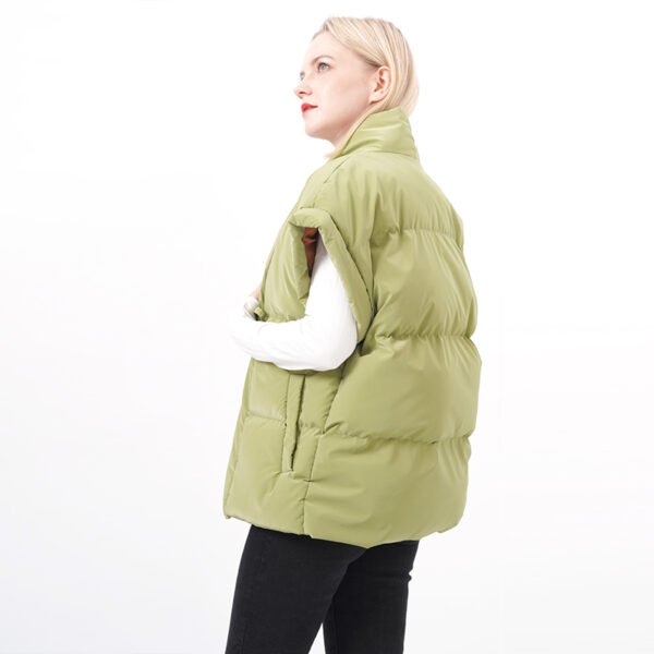 Open Front Cap Sleeves Padded Puffer Vest - Image 4