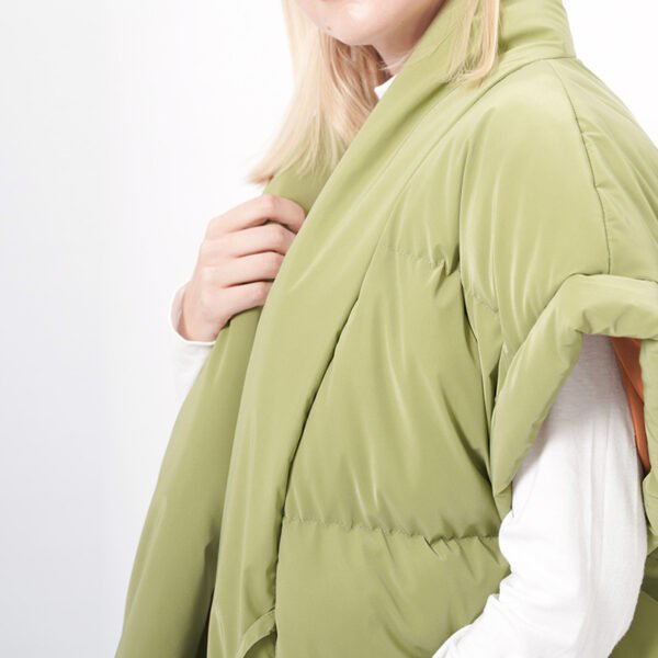 Open Front Cap Sleeves Padded Puffer Vest - Image 2