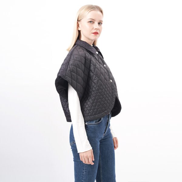 Capped Sleeves Quilted Cropped Padded Vest - Image 5