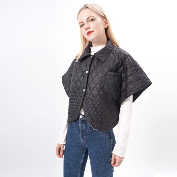 Capped Sleeves Quilted Cropped Padded Vest