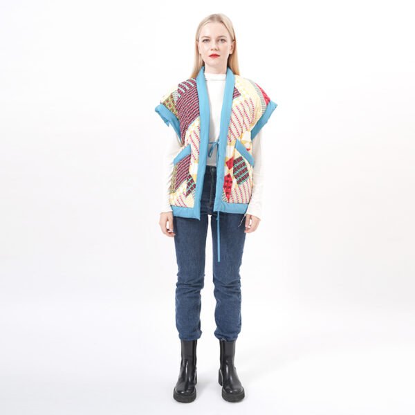 Capped Sleeves Padded Gilet Vest with Pockets - Image 7