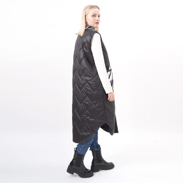 Quilted Longline Padded Vest Outfit with Pocket - Image 5