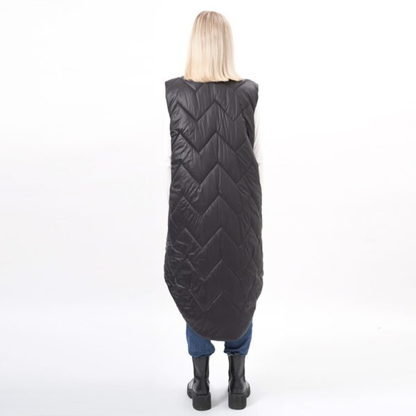 Quilted Longline Padded Vest Outfit with Pocket - Image 4