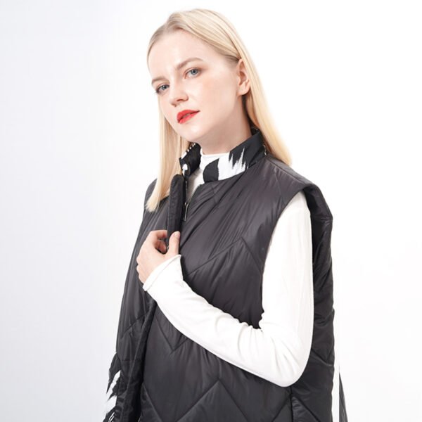 Quilted Longline Padded Vest Outfit with Pocket - Image 3