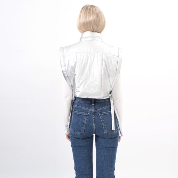 Tie Side Padded Cropped Puffer Vest - Image 3