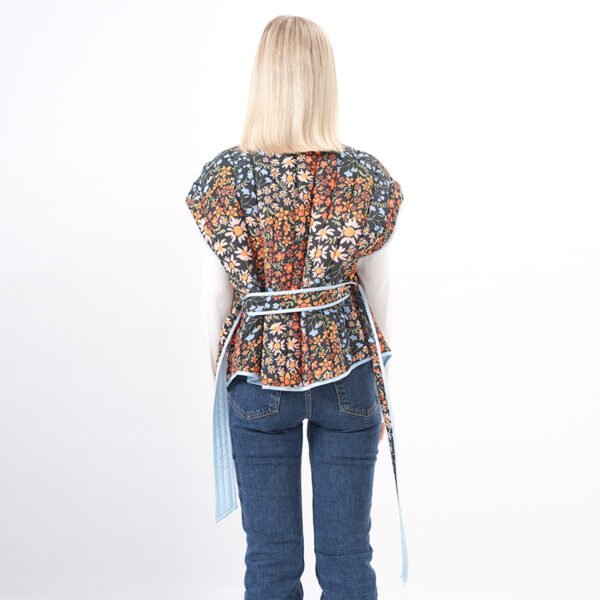 Capped Sleeves Floral Quilted Padded Vest - Image 3