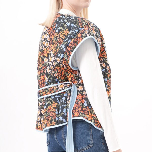 Capped Sleeves Floral Quilted Padded Vest - Image 2