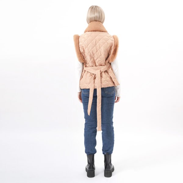 Fleece Quilted Vest Padded Gilet with Belt - Image 3