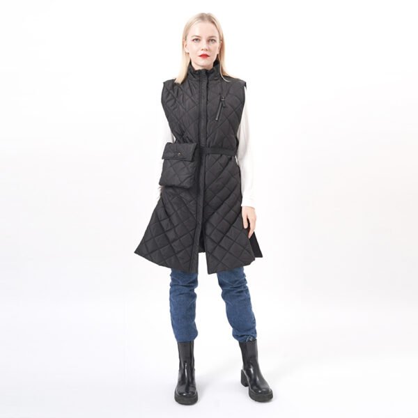 Long Outwear Qualited Padded Vest with Pocket