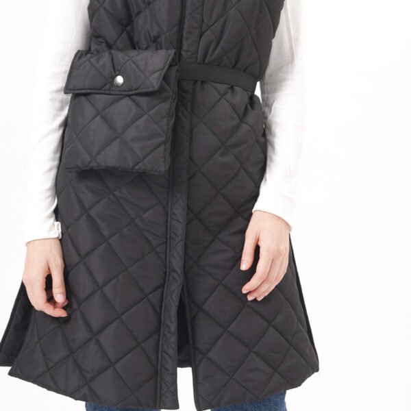 Long Outwear Qualited Padded Vest with Pocket - Image 2