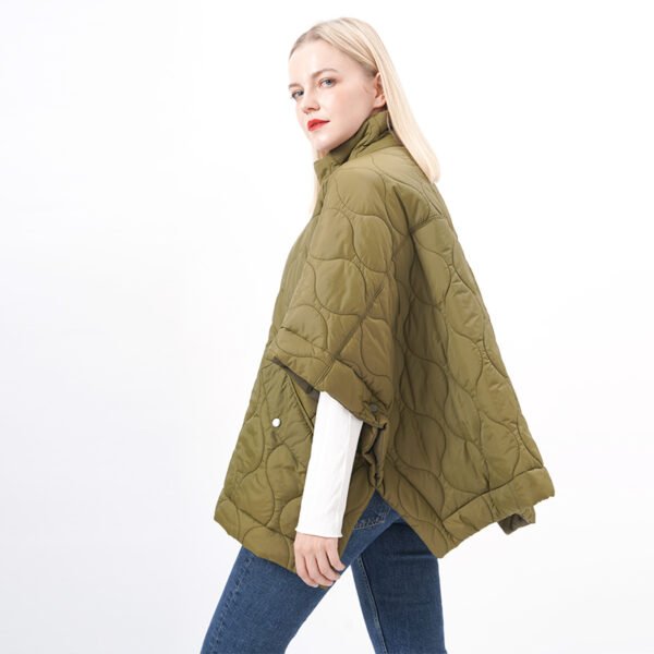 High Neck Quilted Padded Poncho Cape Jacket