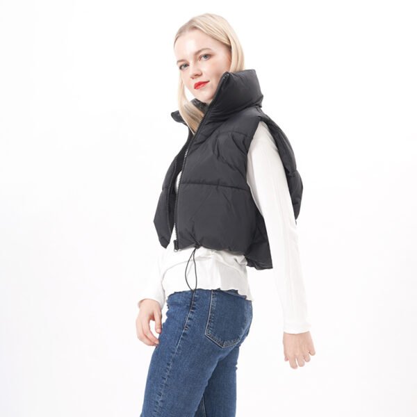 Sleeveless Standard Collar Quilted Cropped Puffer Vest