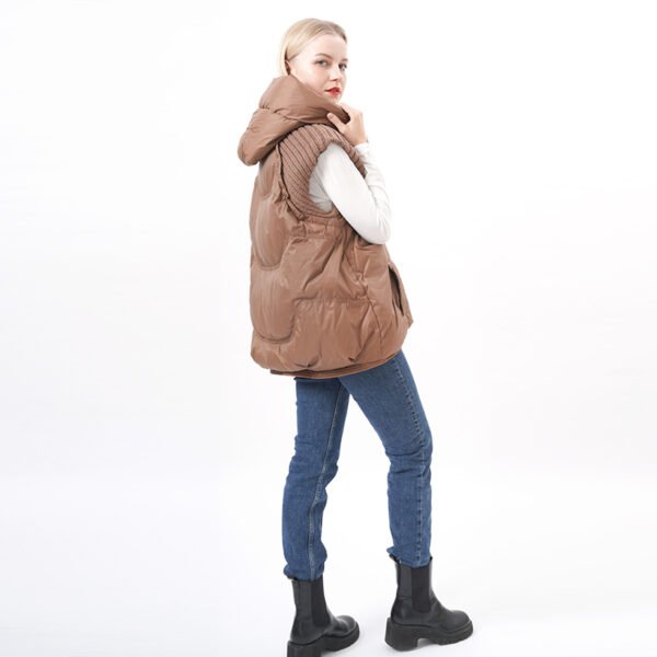 Hooded Zipper Up Padded Gilet With Pockets