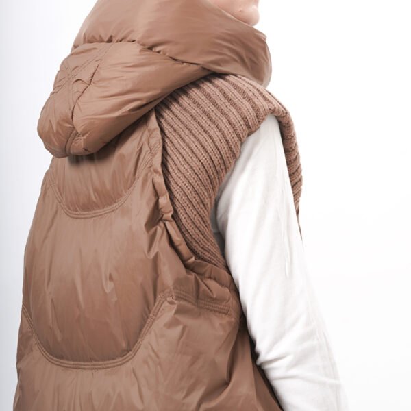 Hooded Zipper Up Padded Gilet With Pockets - Image 2
