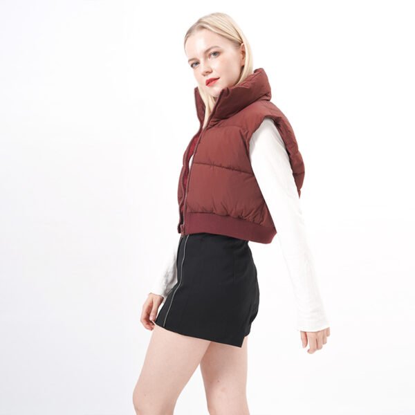 Sleeveless Standard Collar Cropped Padded Gilet