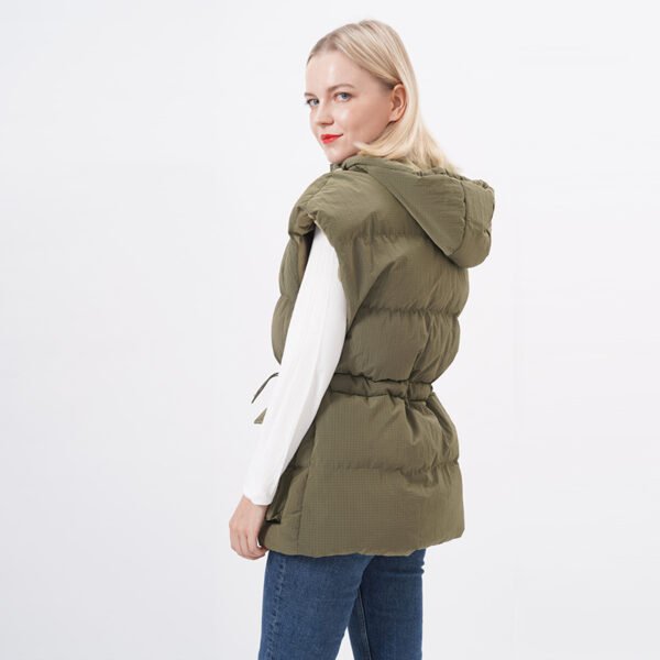 Hooded Drawstring Puffer Jacket Quilted Vest