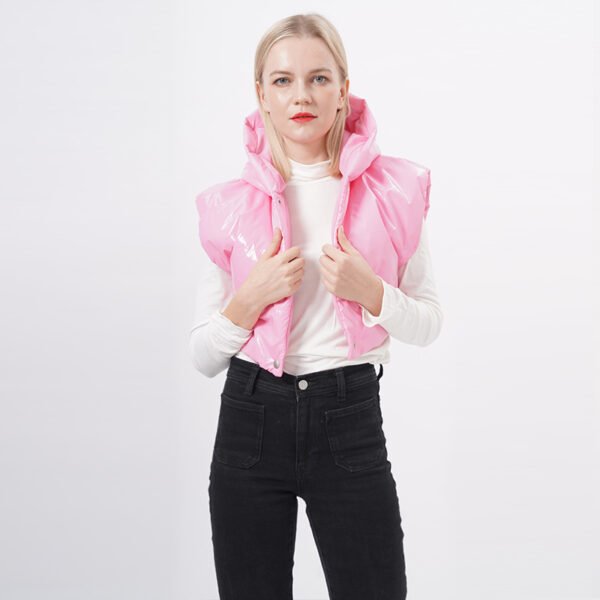 Sleeveless Hooded Cropped Padded Gilet - Image 7