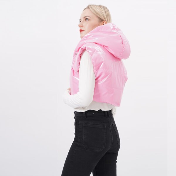 Sleeveless Hooded Cropped Padded Gilet - Image 5