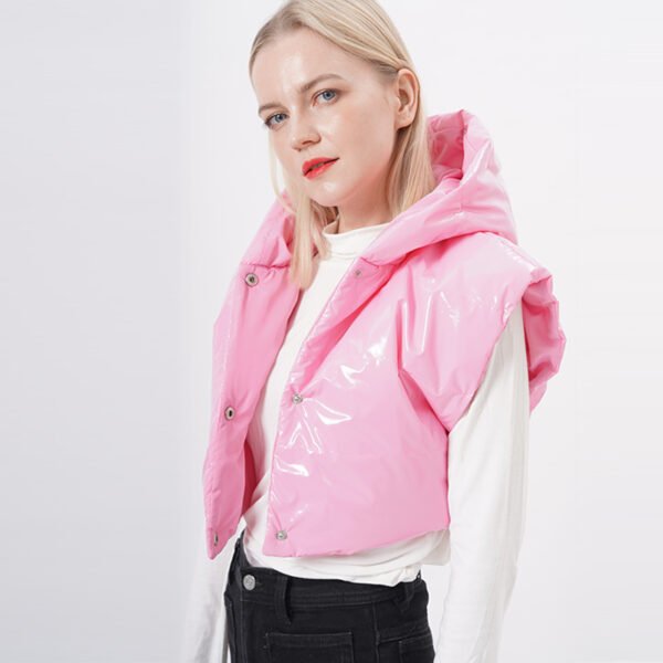 Sleeveless Hooded Cropped Padded Gilet - Image 4
