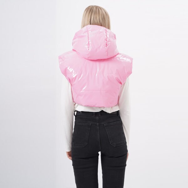 Sleeveless Hooded Cropped Padded Gilet - Image 3