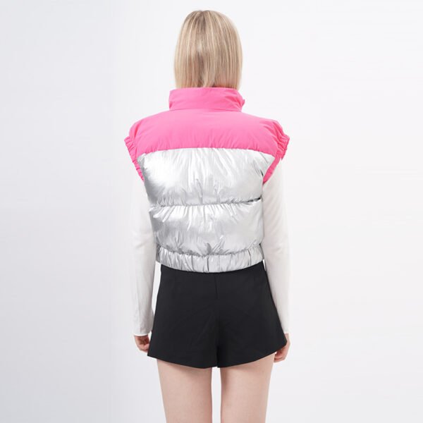 Sleeveless Quilted Cropped Puffer Vest Padded Gilet - Image 3