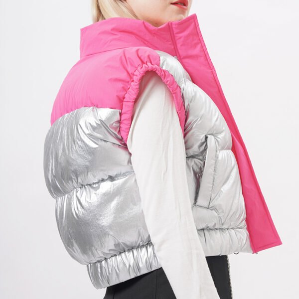 Sleeveless Quilted Cropped Puffer Vest Padded Gilet - Image 2