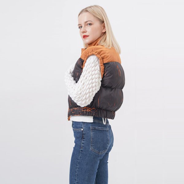 Sleeveless Quilted Cropped Puffer Vest - Image 3