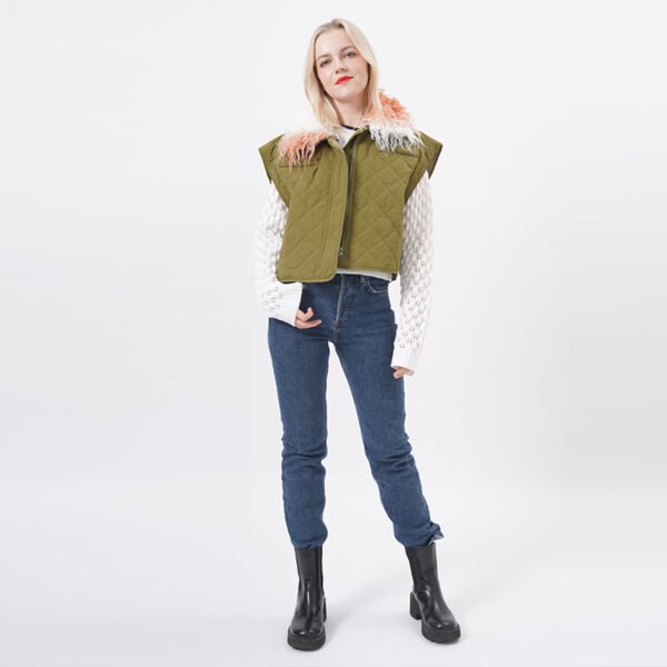 Cap Sleeves Cropped Puffer Vest