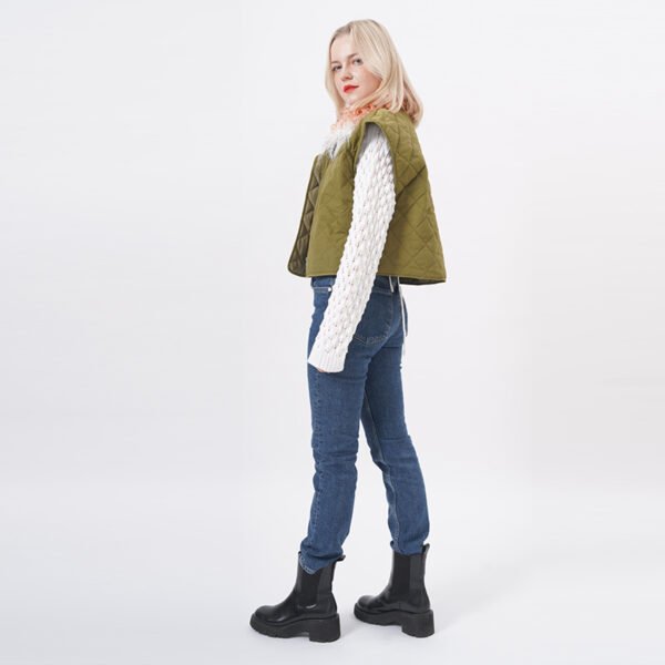 Cap Sleeves Cropped Puffer Vest - Image 5