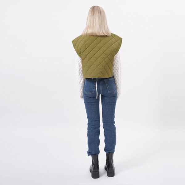 Cap Sleeves Cropped Puffer Vest - Image 3